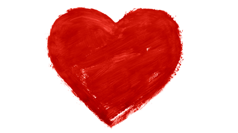 Ein rotes, mit Farbe gemaltes Herz. Blog Mehr Selbstliebe durch Loslassen, Kerstin Schuster, Adventure Of Life Coaching