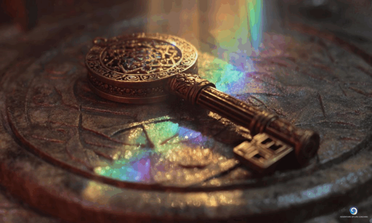 Ein Schlüssel liegt auf einer Münze. Blog: Schlüssel zur Urwunde. Kerstin Schuster. Adventure Of Life Coaching